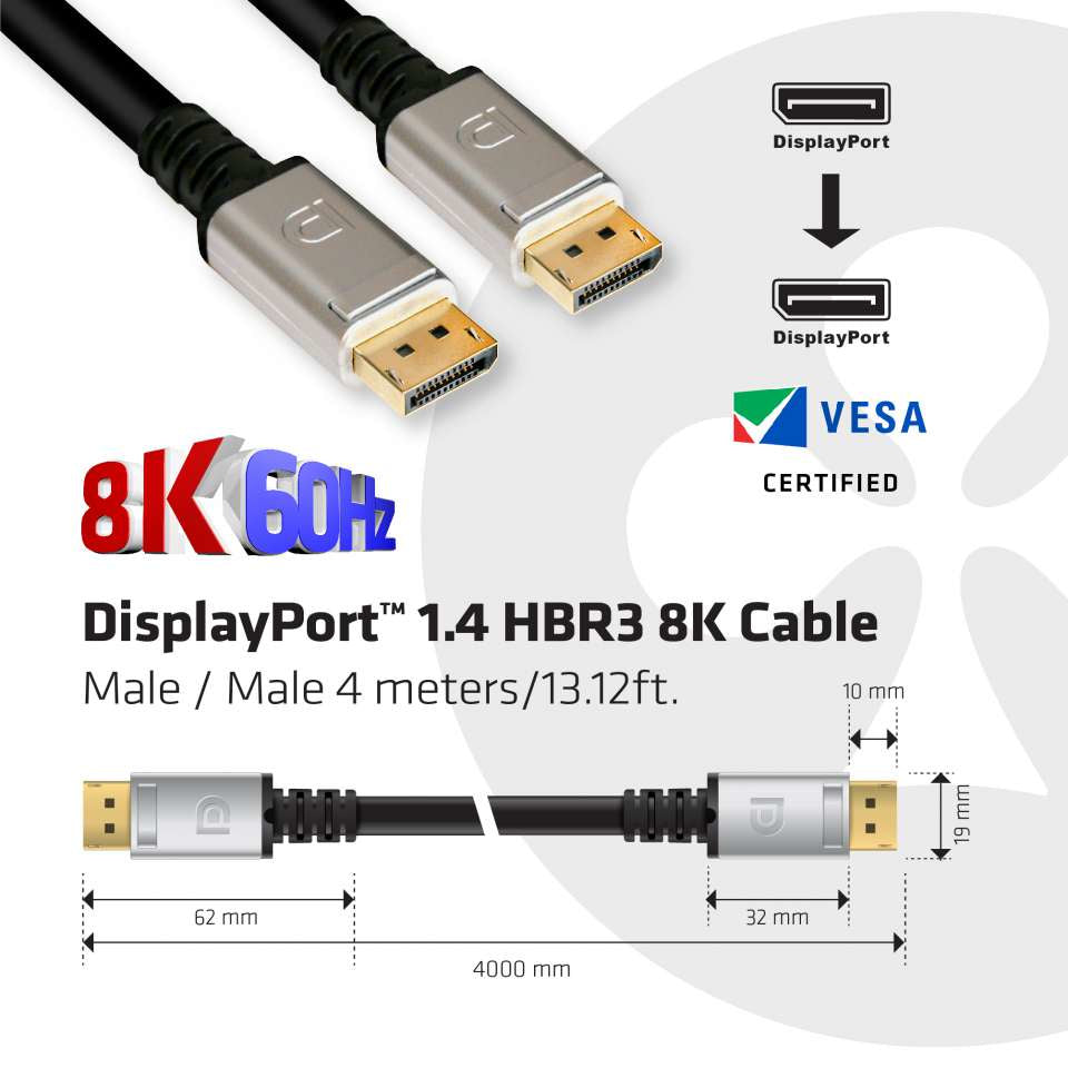 CLUB3D CAC-1069 cable DisplayPort Negro, Plata (4)