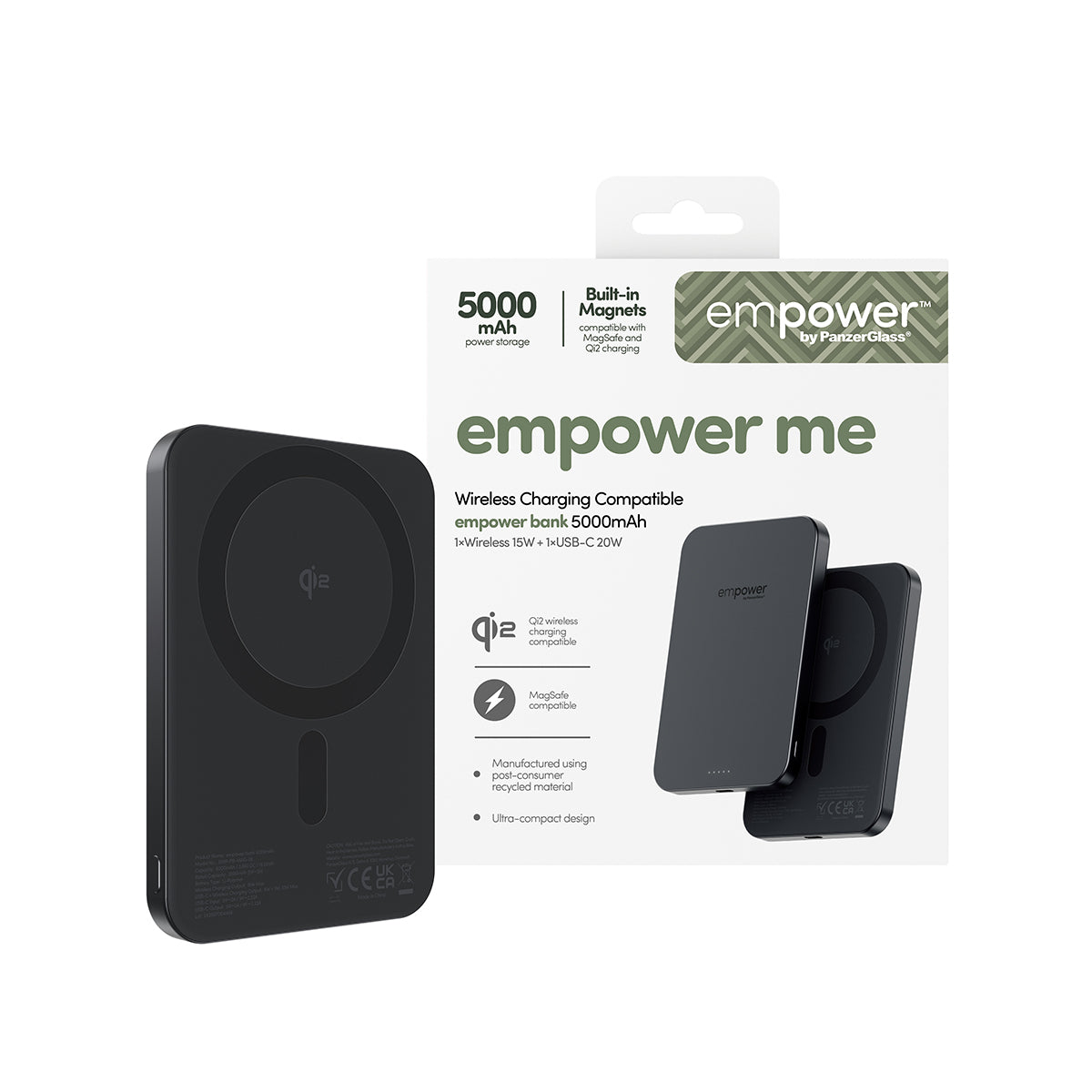 PanzerGlass empower™ by ® empower™ Bank | 5000mAh | Space Black Negro (2)