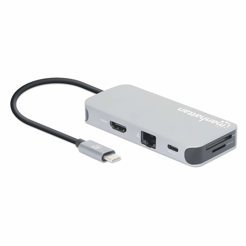 Manhattan 130615 base para portátil y replicador de puertos Alámbrico USB 3.2 Gen 1 (3.1 Gen 1) Type-C Aluminio (2)