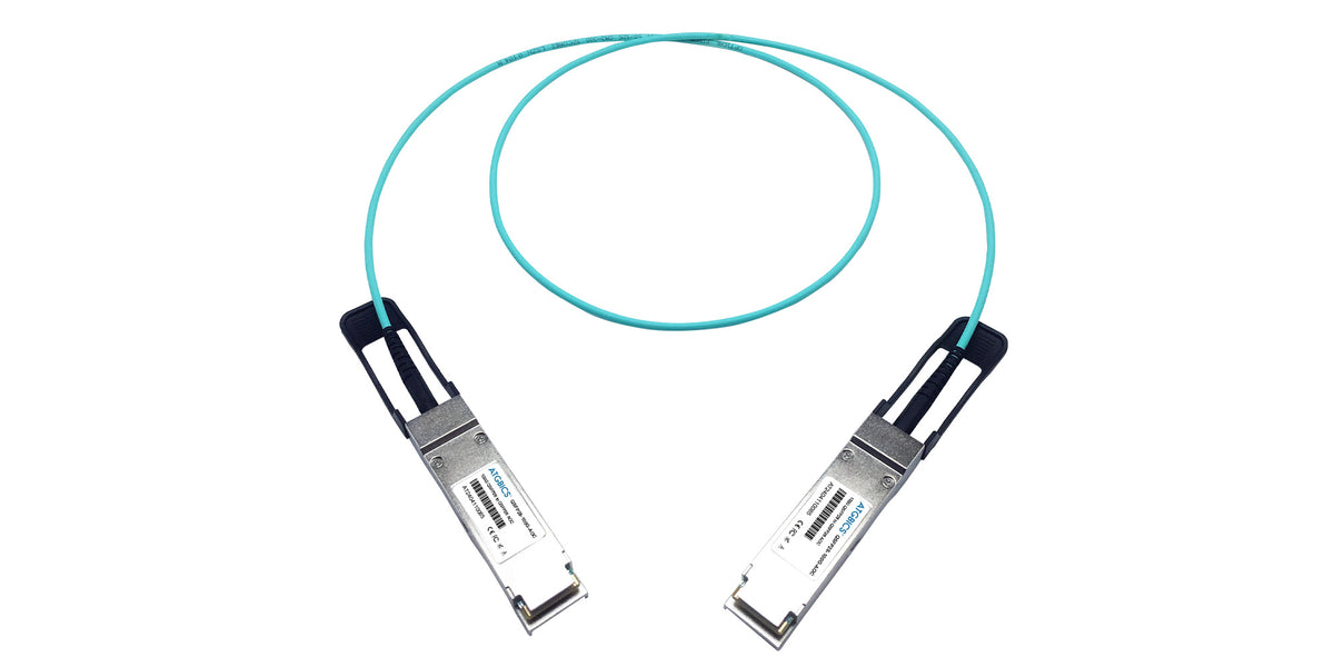 ATGBICS AOC-Q28-100G-3M-C Cable de fibra óptica e InfiniBand QSFP28 Color aguamarina, Naranja