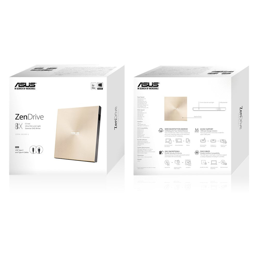 ASUS ZenDrive U9M unidad de disco óptico DVD±RW Oro (7)