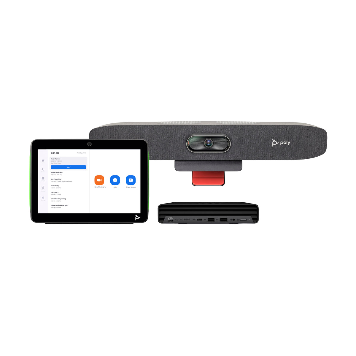 HP Poly Studio Small Room Bundle for Zoom Rooms: Studio R30 USB Video Bar and HP PC w/TC10 (ABB) sistema de video conferencia