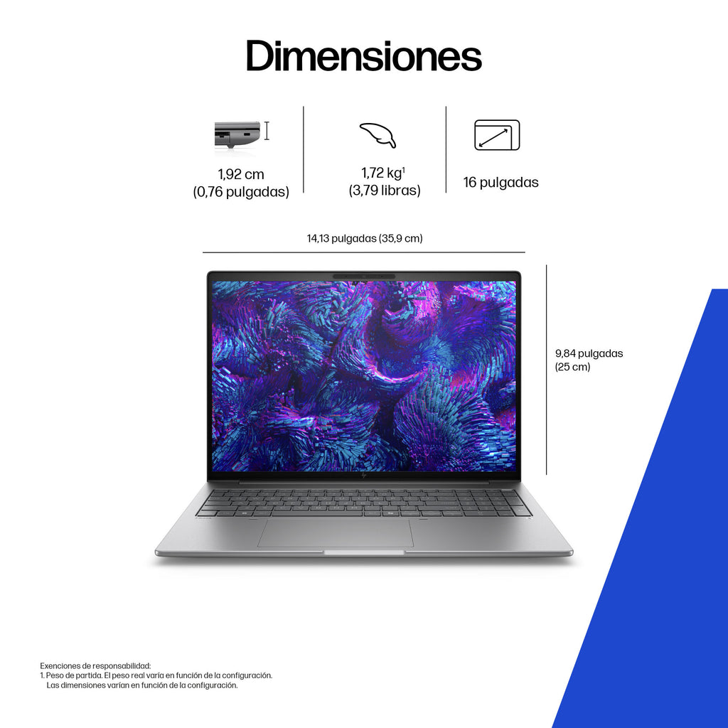 HP ZBook 8 G1i 16 Wolf Pro Security Edition - Data Science Intel Core Ultra 9 285H Estación de trabajo móvil 40,6 cm (16") Pantalla táctil WUXGA 64 GB DDR5-SDRAM 1 TB SSD NVIDIA RTX 500 Ada Wi-Fi 7 (802.11be) Windows 11 Pro AI Workstation, AI PC Plata (6)