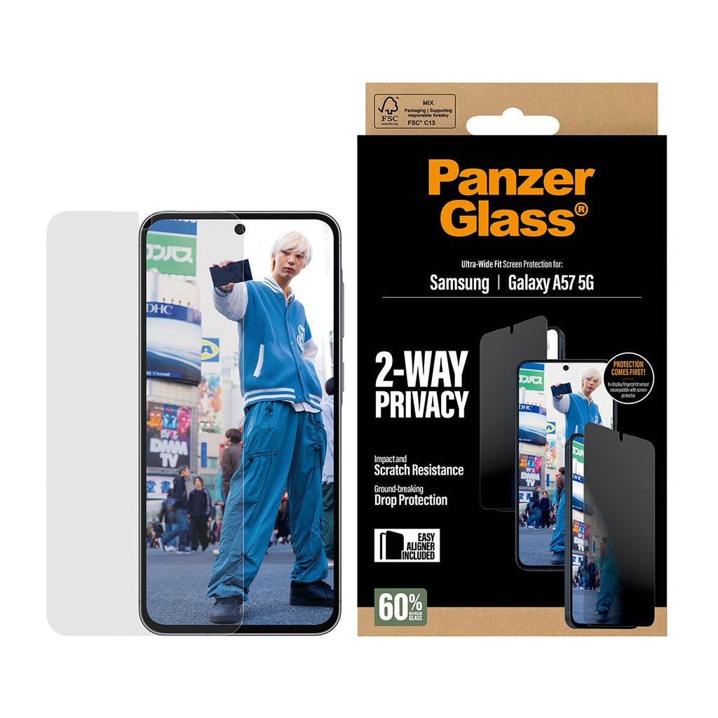PanzerGlass Privacy Screen Protector UWF - Clear - Samsung Galaxy A57 5G Protector de pantalla