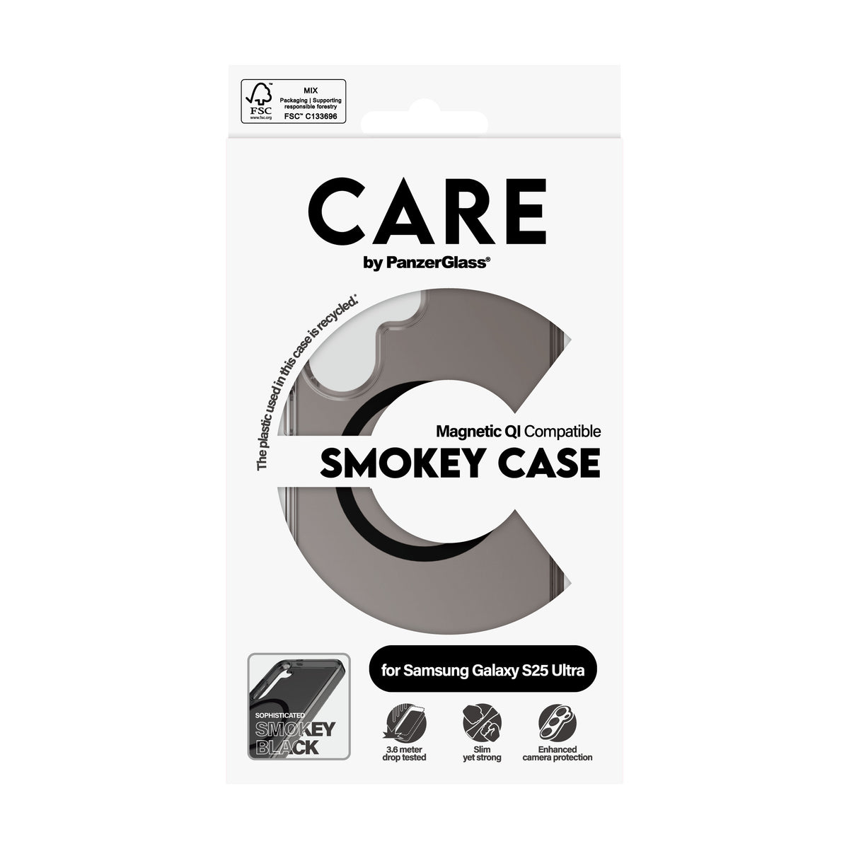 PanzerGlass CARE™ by ® Smokey Case w. Black Qi Compatible Samsung Galaxy S25 Ultra funda para teléfono móvil Negro (3)