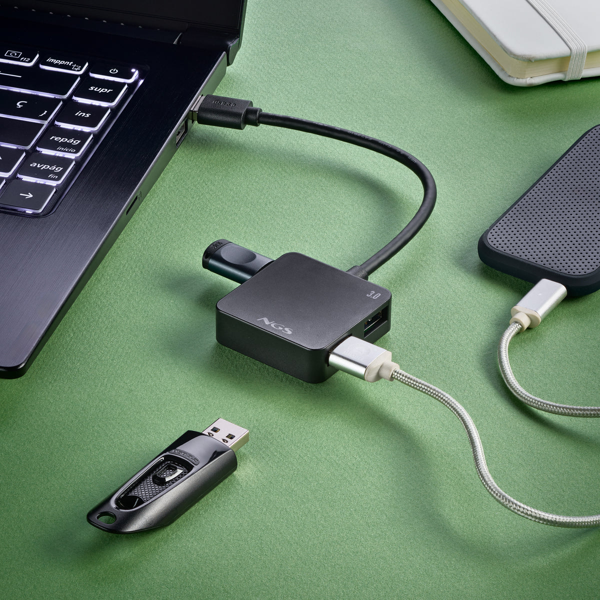 NGS IHUB 3.0 TINY USB 3.2 Gen 1 (3.1 Gen 1) Type-A 5000 Mbit/s Negro (7)