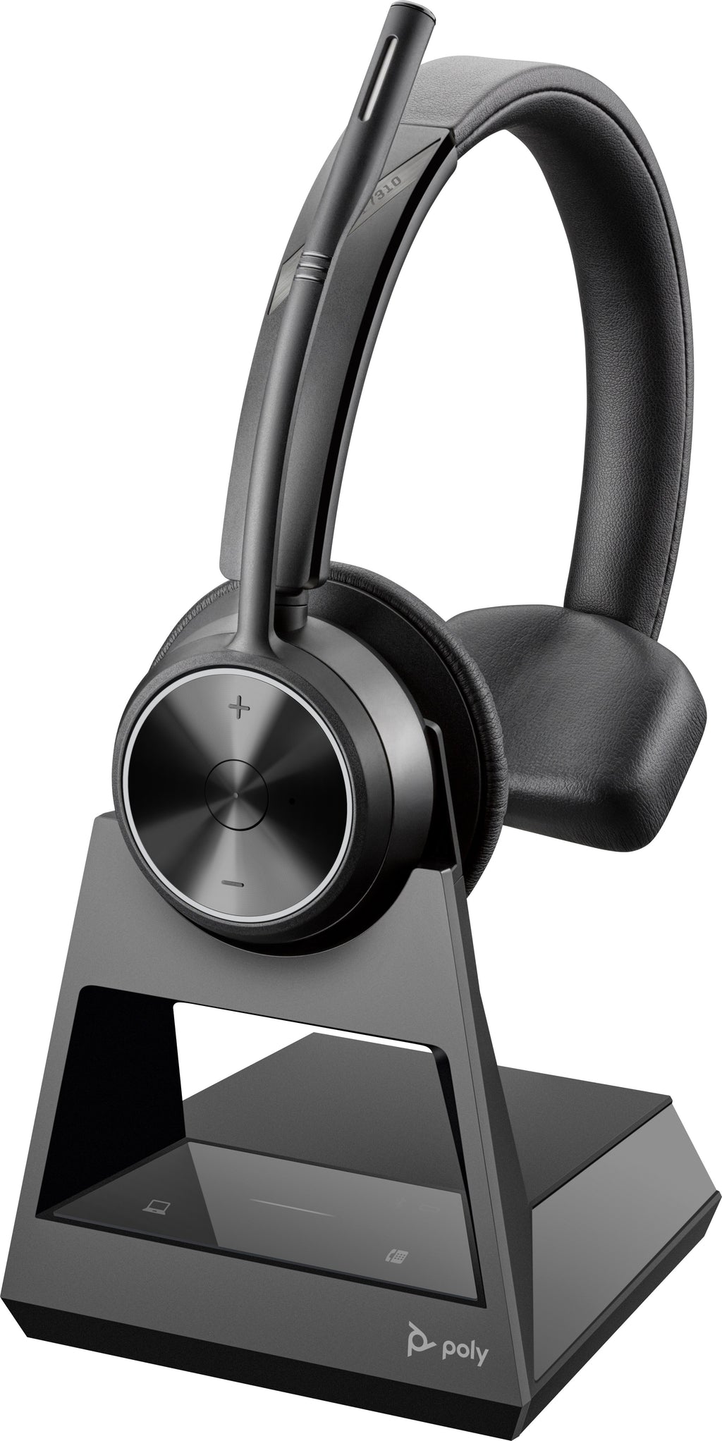 HP Poly Savi 7310 UC Monaural DECT 1880-1900 MHz Headset Inalámbrico Diadema Oficina/Centro de llamadas Base de carga Negro (2)