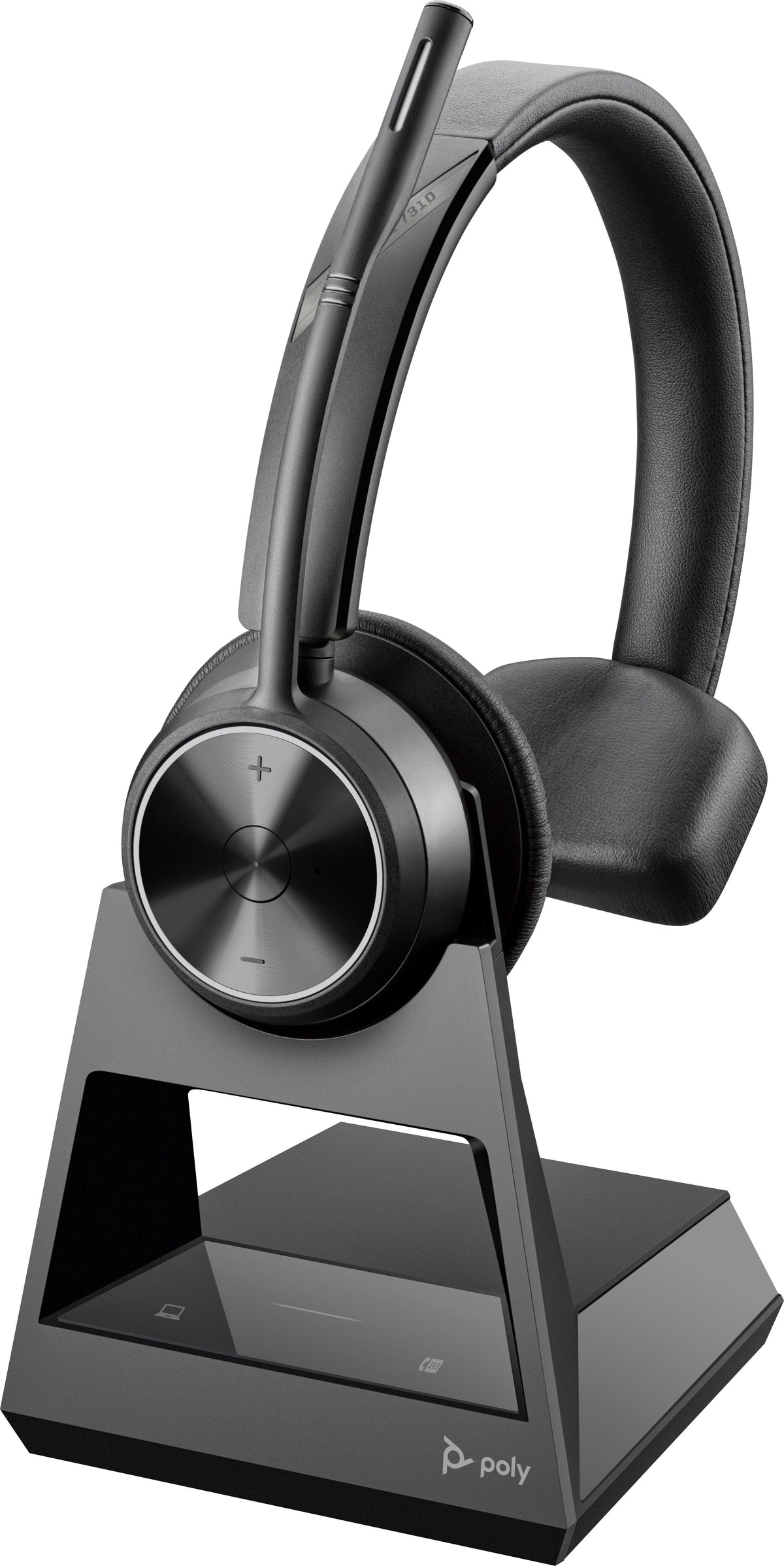 HP Poly Savi 7310 UC Monaural DECT 1880-1900 MHz Headset Inalámbrico Diadema Oficina/Centro de llamadas Base de carga Negro (2)