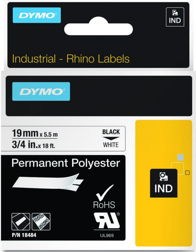 Dymo Cinta Rhino poliéster blanco 19 mm
