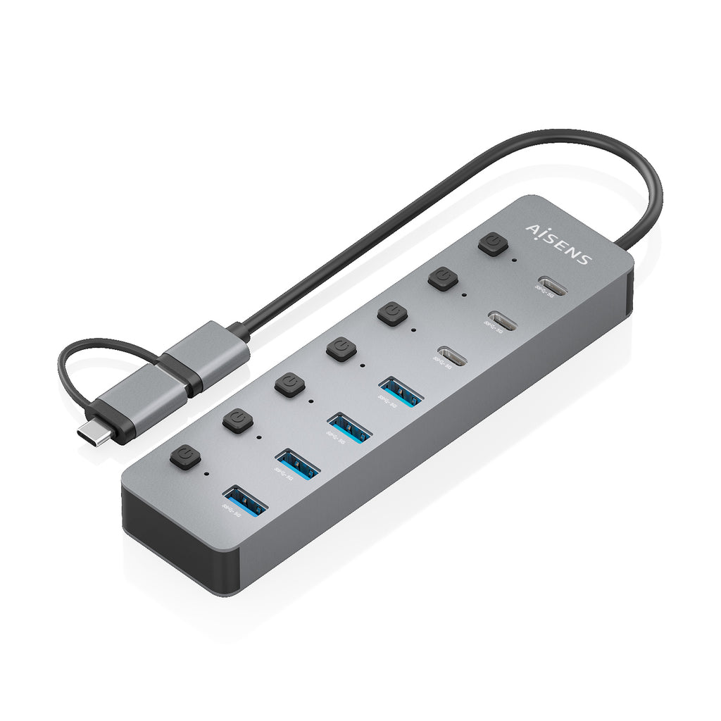 AISENS ASUC-8P043-GR hub de interfaz USB 3.2 Gen 1 (3.1 Gen 1) Type-A 5000 Mbit/s (3)