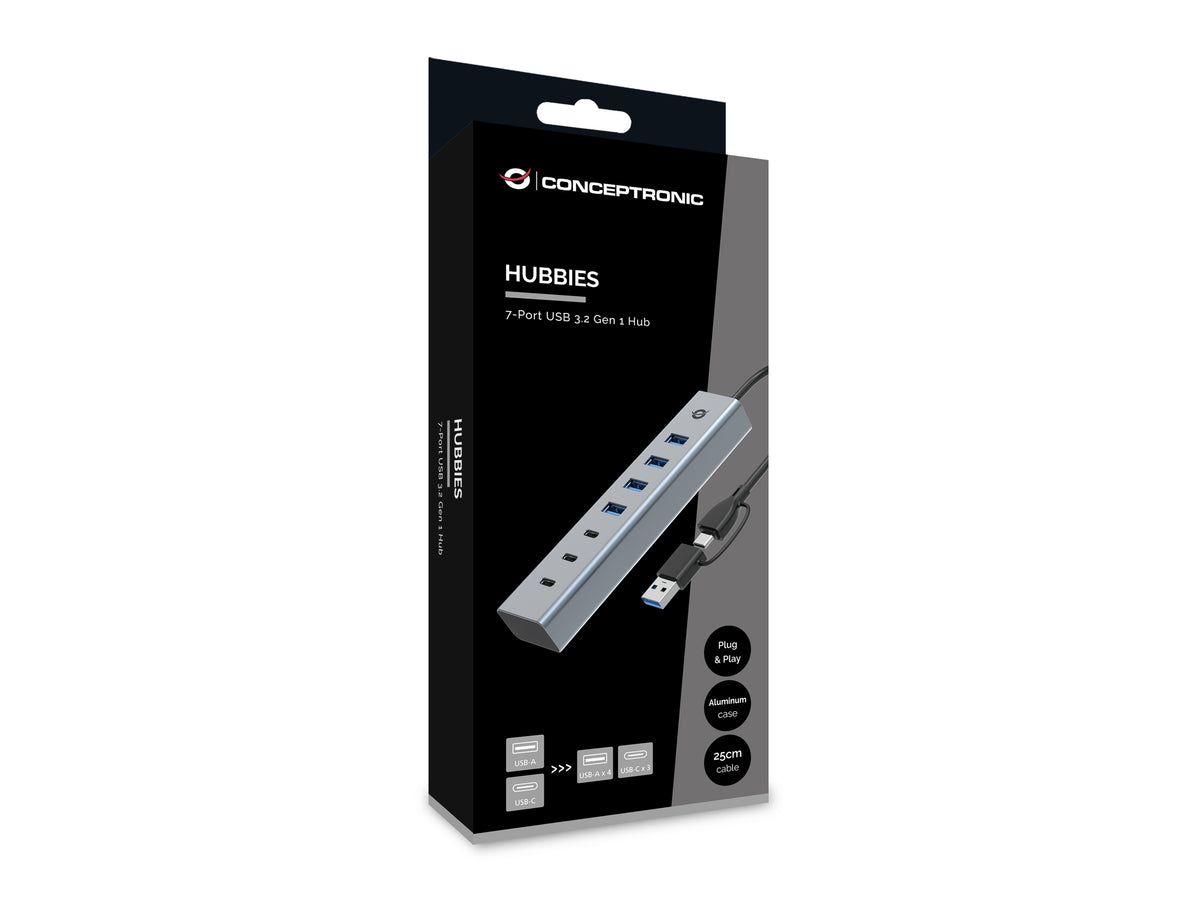 Conceptronic HUBBIES20G hub de interfaz USB 3.2 Gen 1 (3.1 Gen 1) Type-C 5000 Mbit/s Gris (4)