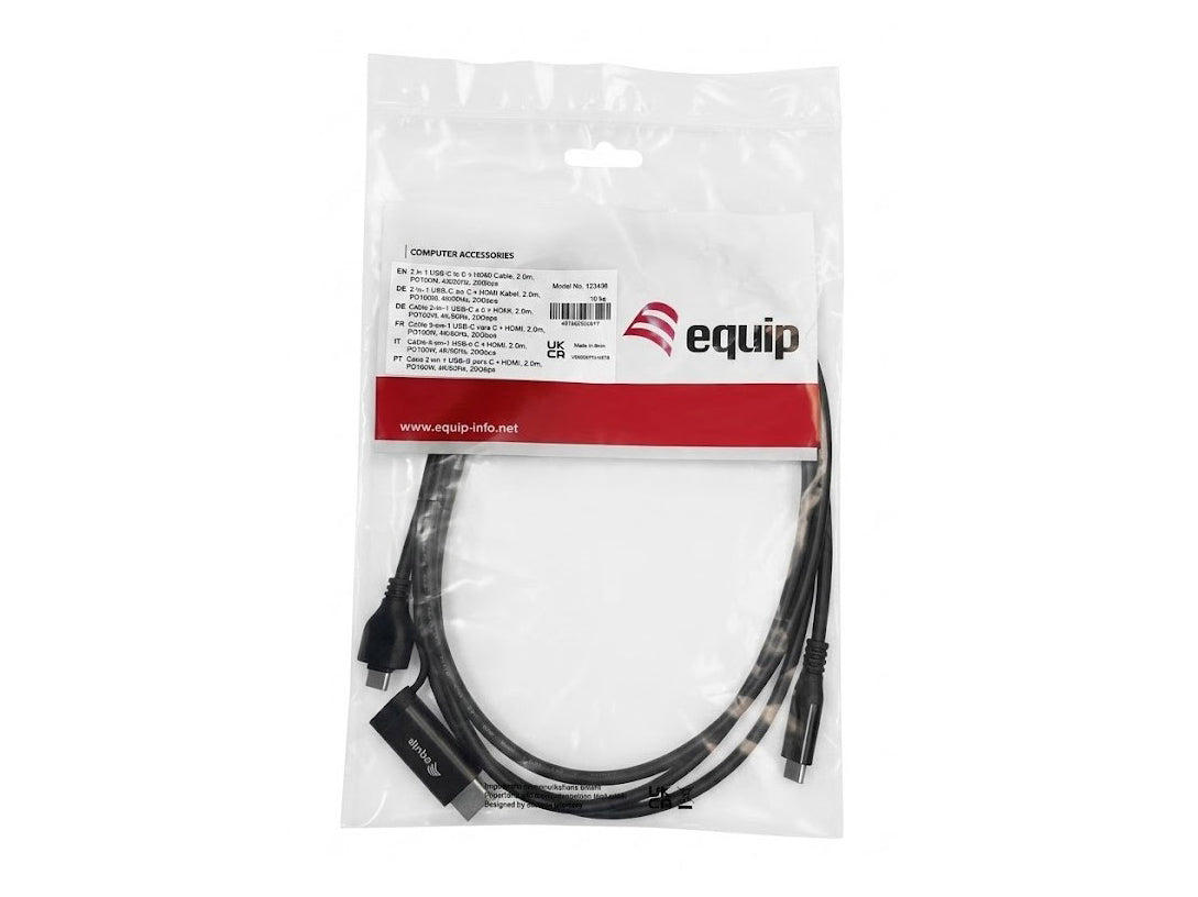 Equip 128437 adaptador de cable de vídeo 3 m USB Tipo C HDMI + USB Type-C Negro (5)