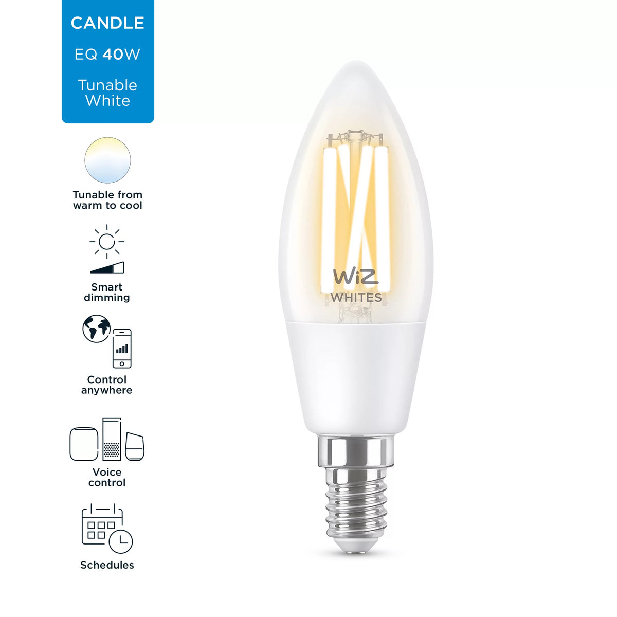 Philips 8718699787196 - Bombilla con filamento LED, forma: C35, E14, 4.9 W