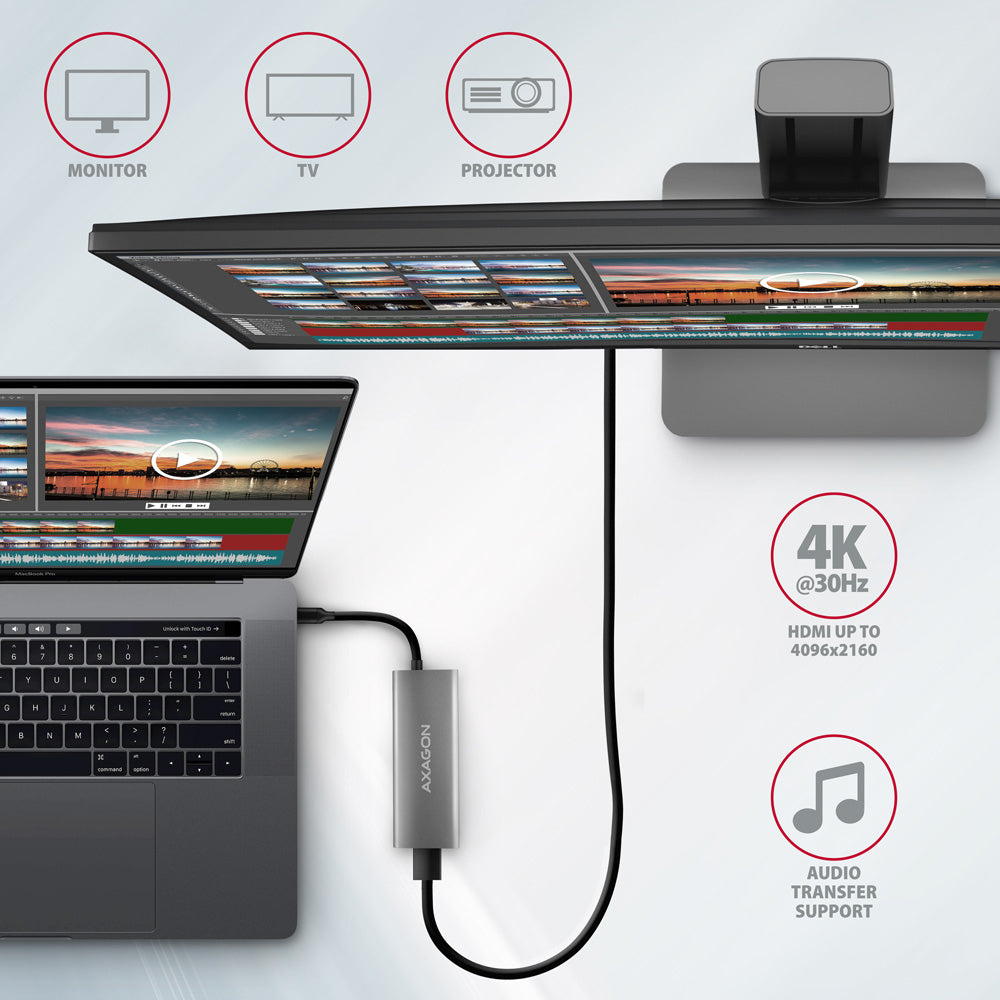 Axagon HMC-5G21 base para portátil y replicador de puertos Alámbrico USB 3.2 Gen 2 (3.1 Gen 2) Type-C Gris (6)