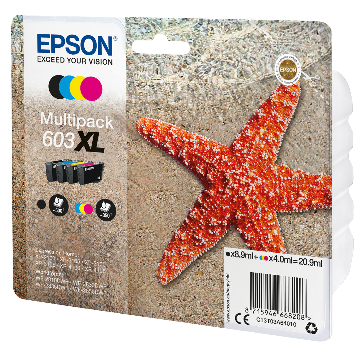 Epson C13T03A64010 cartucho de tinta 1 pieza(s) Original High (L) Yield Negro, Cian, Magenta, Amarillo
