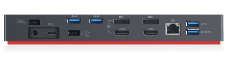 Lenovo Thunderbolt 3 Dock Gen2 Alámbrico Negro, Rojo (5)