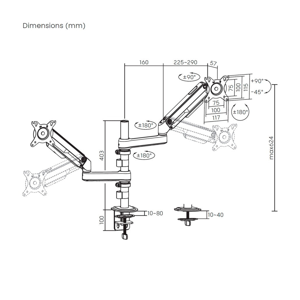 AISENS DT32TSR-453 soporte para monitor 81,3 cm (32") Escritorio (8)