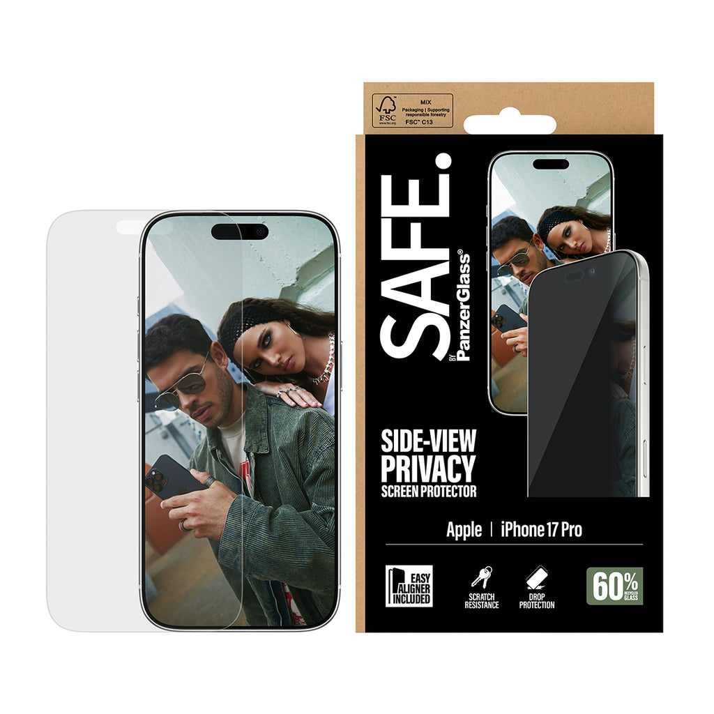 PanzerGlass SAFE. by ® 2-Way Privacy Screen Protector iPhone 17 Pro | Ultra-Wide Fit w. EasyAligner Protector de pantalla Apple 1 pieza(s) (2)