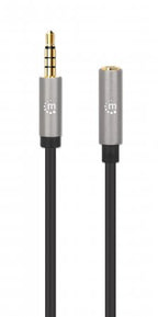 Manhattan 356022 cable de audio 1 m 3,5mm Negro, Plata (4)