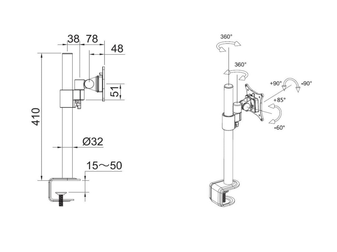 Multibrackets 5822 soporte para monitor 76,2 cm (30") Escritorio Negro (6)