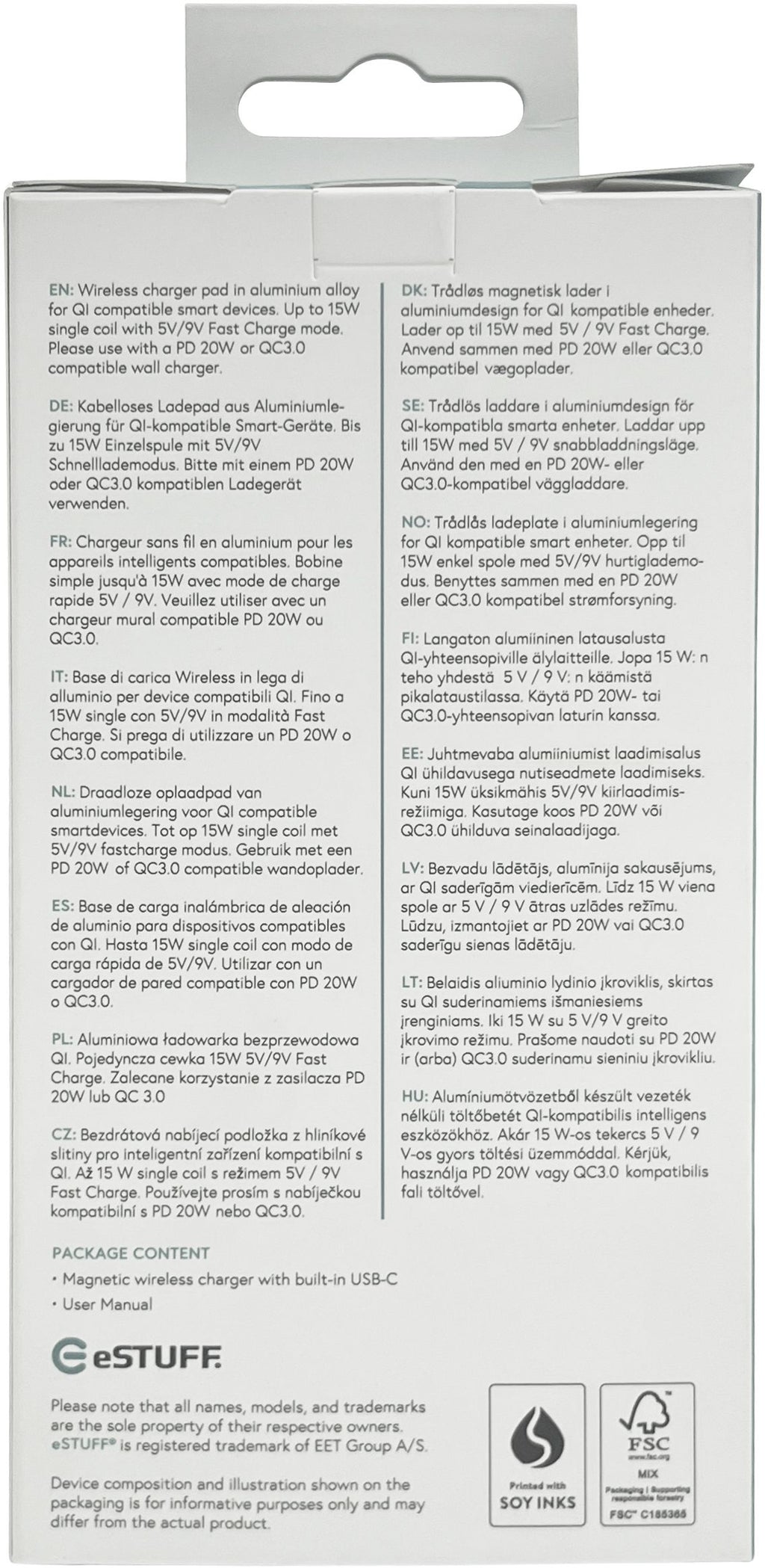 eSTUFF ES638300 cargador de dispositivo móvil Smartphone Aluminio Corriente alterna Cargador inalámbrico Carga rápida Interior (4)