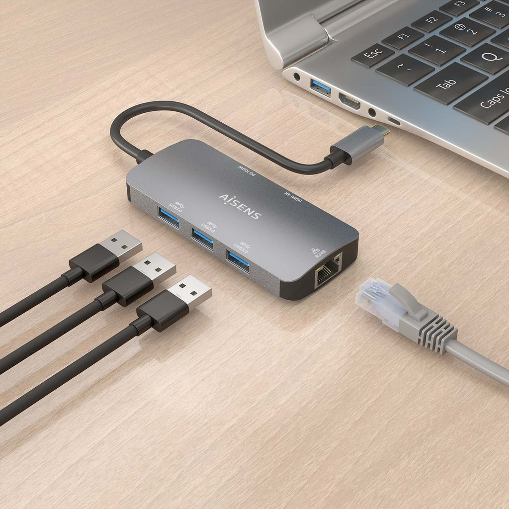 AISENS ASUC-6P019-GR base para portátil y replicador de puertos Alámbrico USB 3.2 Gen 1 (3.1 Gen 1) Type-C (6)