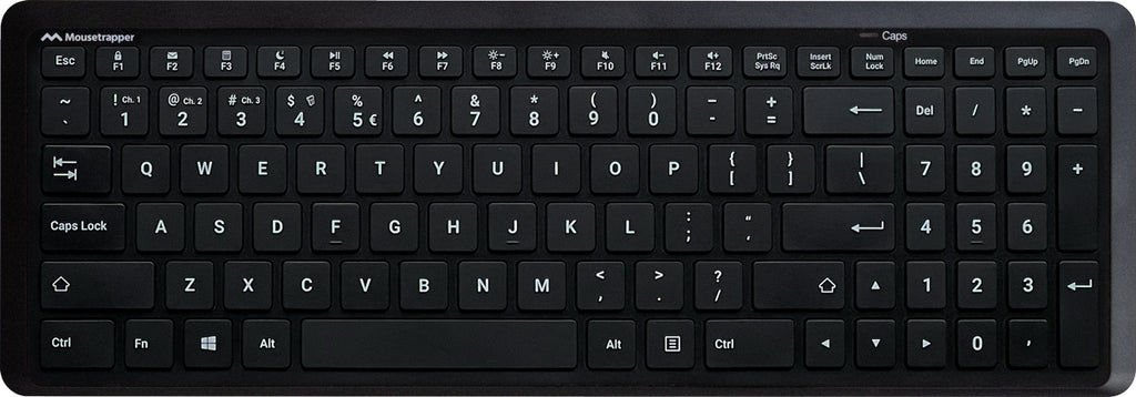 Mousetrapper Type Midi - NORDIC teclado Hogar / Oficina USB + RF Wireless + Bluetooth QWERTY Nórdico Negro