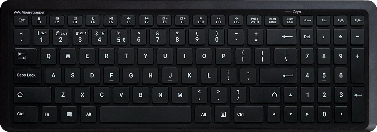 Mousetrapper Type Midi - NORDIC teclado Hogar / Oficina USB + RF Wireless + Bluetooth QWERTY Nórdico Negro