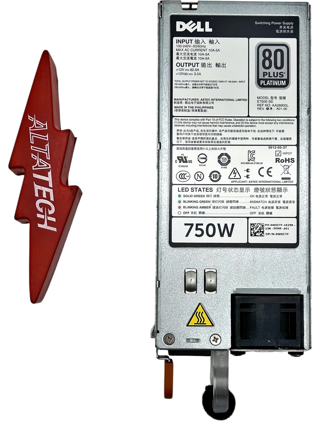 Dell ASSY PWR SPLY 750WP RDNT EMSN W0CTF-RFB – Reacondicionado