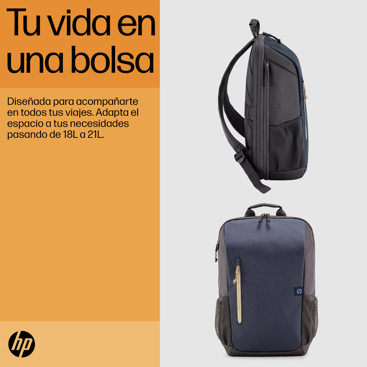 HP Travel 18 Liter 15.6 Iron Gray Laptop Backpack 39,6 cm (15.6") Azul, Gris (9)