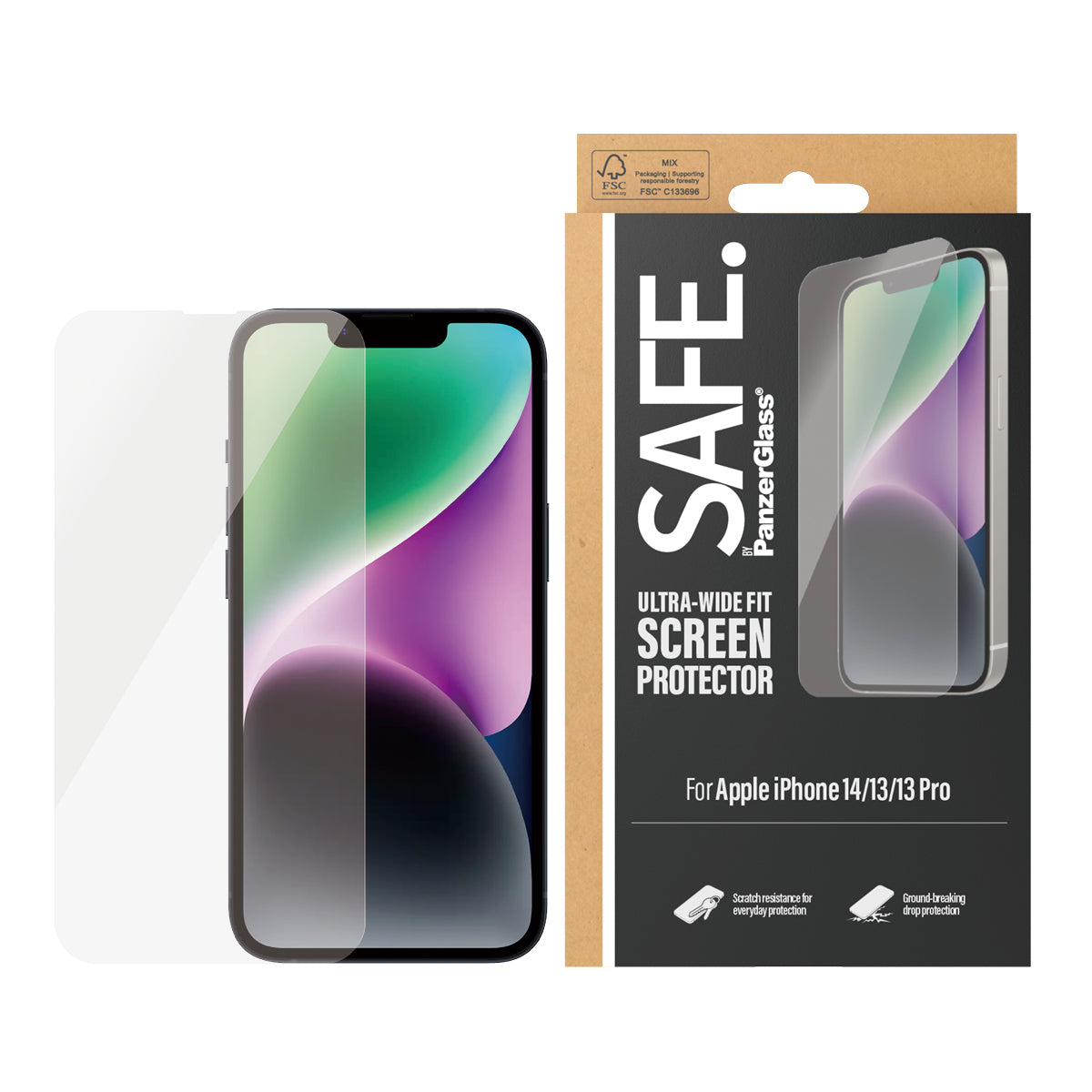 PanzerGlass SAFE. by ® Screen Protector iPhone 14 | 13 | 13 Pro | Ultra-Wide Fit Protector de pantalla Apple 1 pieza(s) (2)