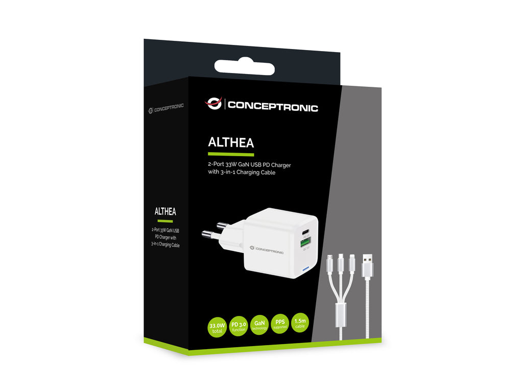 Conceptronic ALTHEA16W cargador de dispositivo móvil Universal Blanco Corriente alterna Carga rápida Interior (3)