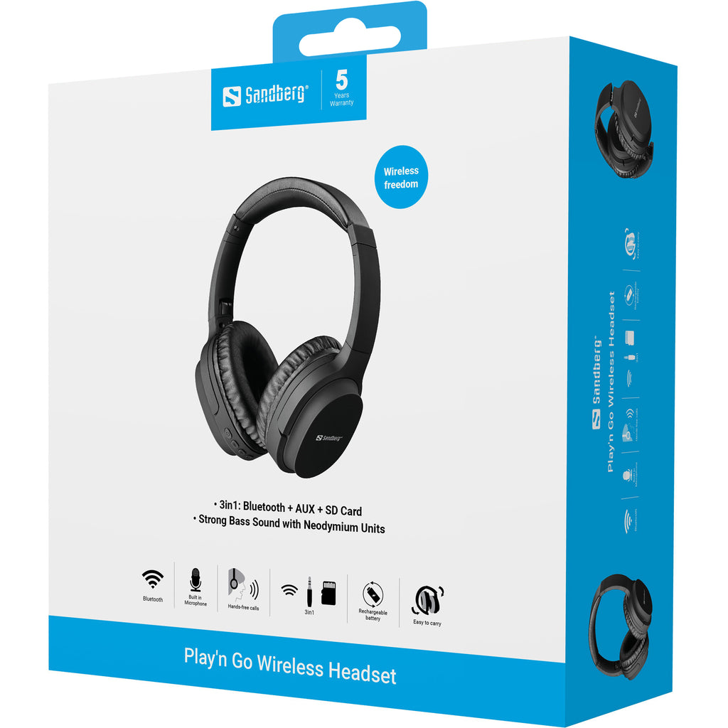 Sandberg 126-37 auricular y casco Auriculares Inalámbrico y alámbrico Diadema Llamadas/Música USB Tipo C Bluetooth Negro (5)