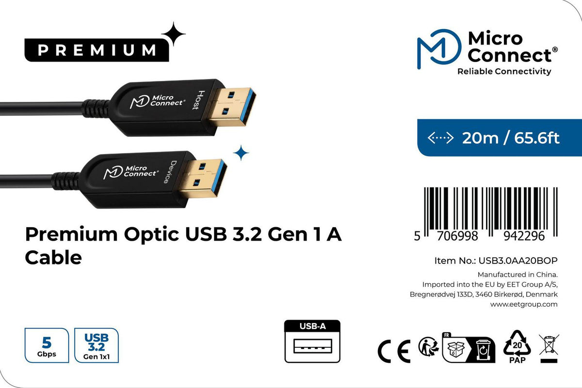 Microconnect USB3.0AA20BOP cable USB USB 3.2 Gen 1 (3.1 Gen 1) 20 m USB A Negro (4)