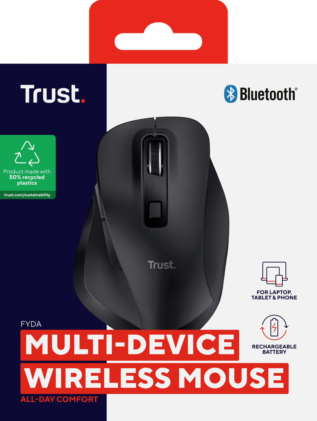 Trust Fyda ratón Oficina Mano derecha RF Wireless + Bluetooth Óptico 2400 DPI (9)