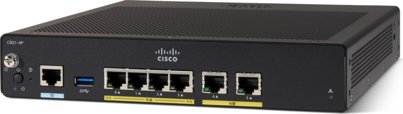 Cisco Ent Net C921-4P Router conmutador 4 puertos 1GbE WAN vista 3