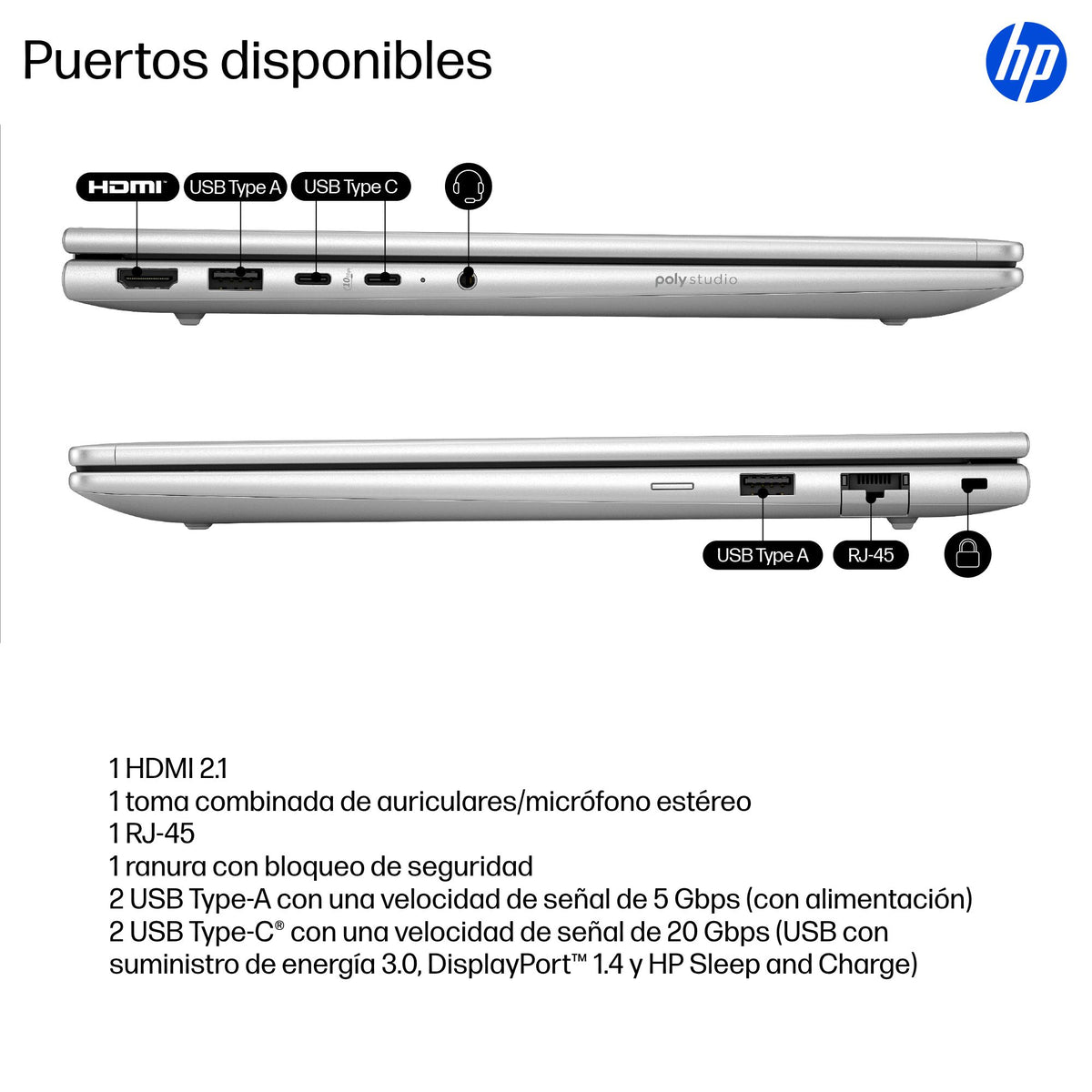 HP ProBook 4 G1iR Wolf Pro Security Edition Intel Core 5 120U Portátil 35,6 cm (14") WUXGA 16 GB DDR5-SDRAM 512 GB SSD Wi-Fi 6E (802.11ax) Windows 11 Pro Plata (6)