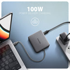 Axagon N HMC-5HL USB 5Gbps hub 2x USB-A HDMI 4k/60Hz RJ-45 GLAN PD 100W kabel USB-C Alámbrico USB 3.2 Gen 1 (3.1 Gen 1) Type-C Plata (4)