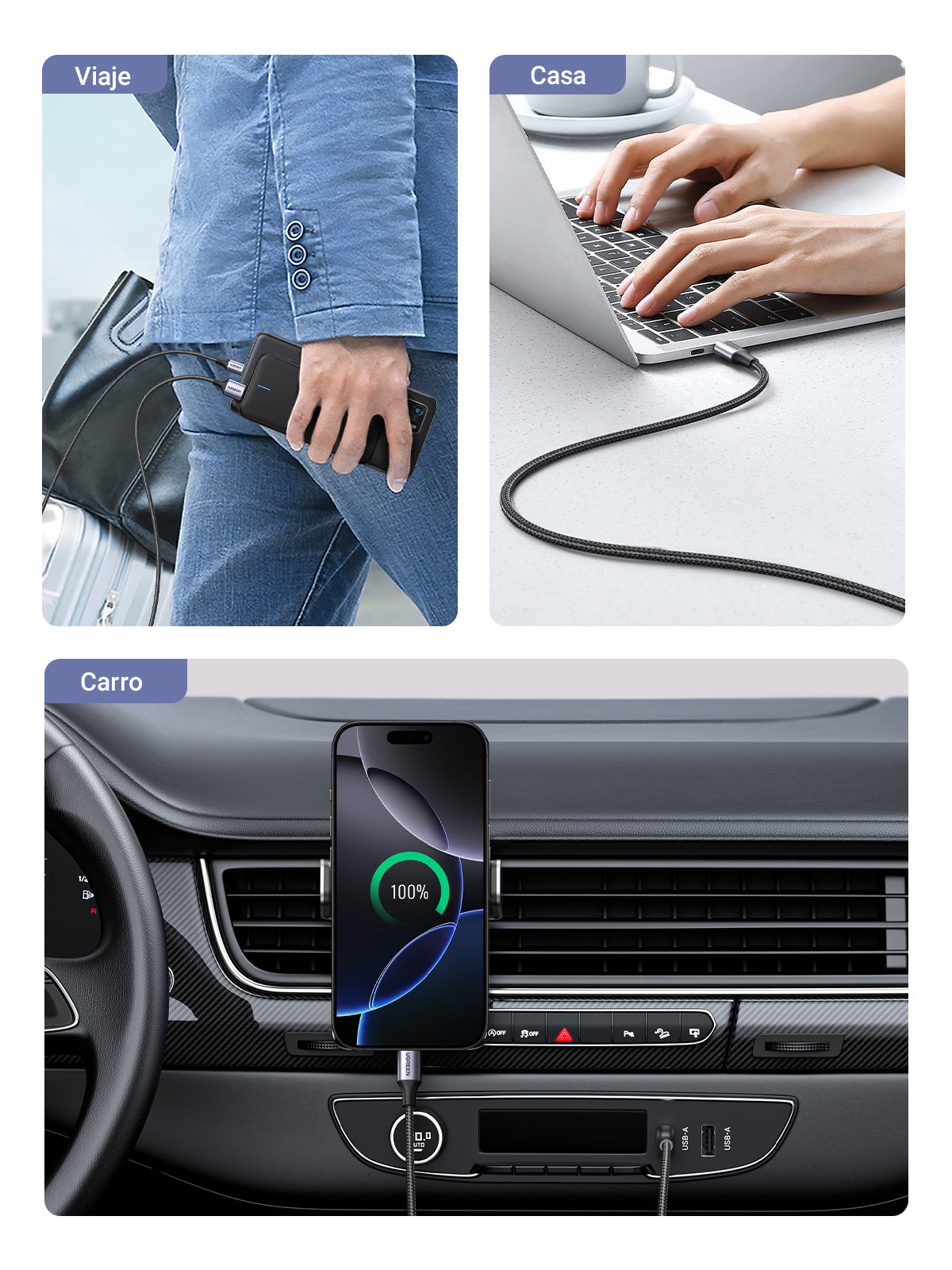 Ugreen 60126 cable USB 1 m USB C USB A 0,48 Gbit/s Negro, Gris (8)