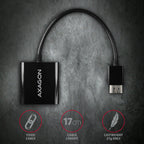 Axagon RVH-VGN adaptador de cable de vídeo 0,15 m HDMI tipo A (Estándar) VGA (D-Sub) Negro (5)