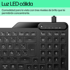 HP 400 Backlit Wired Keyboard teclado Hogar USB Negro (7)