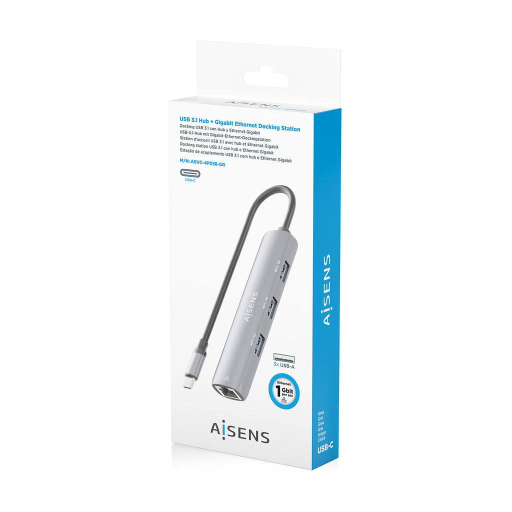 AISENS ASUC-4P038-GR base para portátil y replicador de puertos Alámbrico USB 3.2 Gen 1 (3.1 Gen 1) Type-C (9)