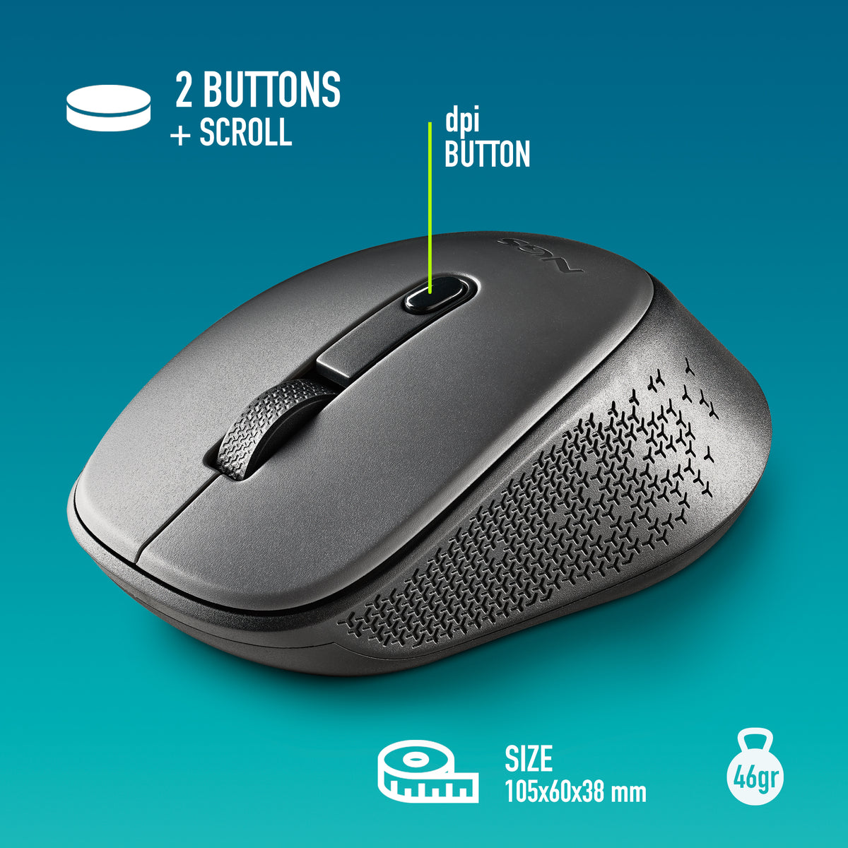 NGS DEW ratón Oficina Ambidextro RF inalámbrico Óptico 1600 DPI (6)