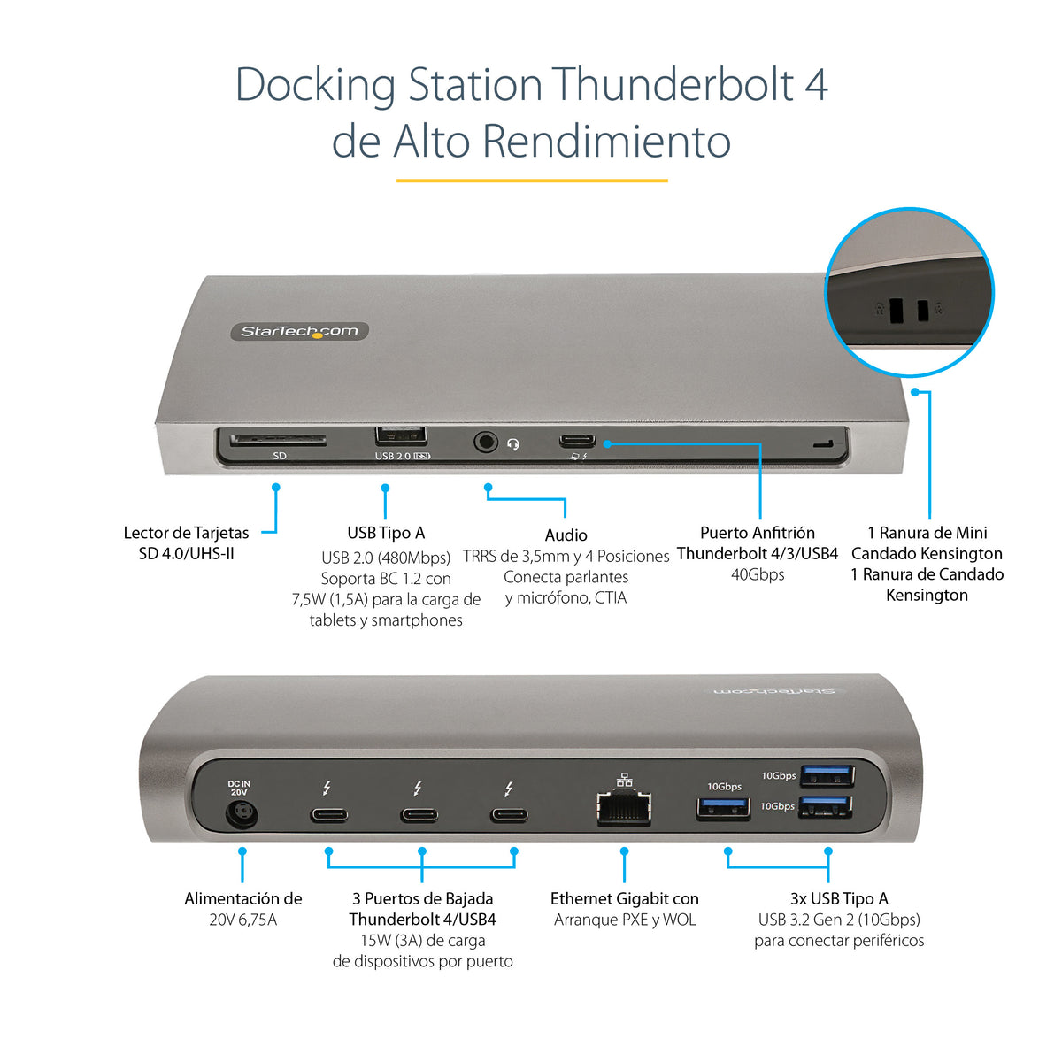 StarTech.com TB4CDOCKUE base para portátil y replicador de puertos Alámbrico