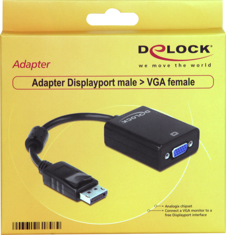 DeLOCK 61848 cable adaptador de vídeo 0.125m VGA DisplayPort Negro (2)