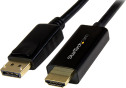 Startech DP2HDMM1MB - Color Negro, Ultra HD 4K, Cable adaptador