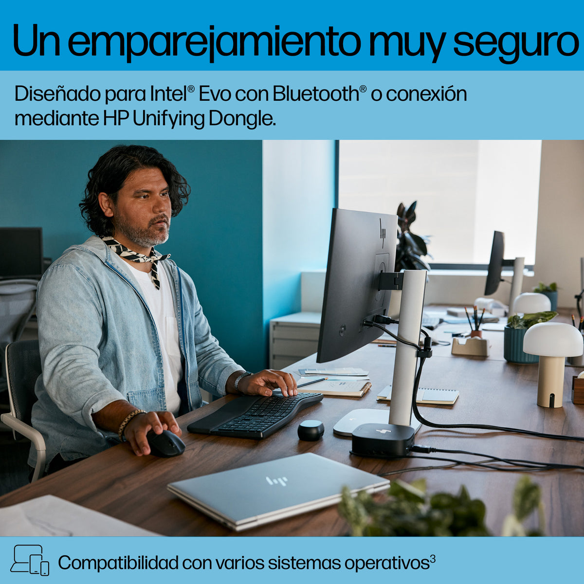 HP 685 Comfort Dual-Mode Keyboard and Mouse Combo teclado Ratón incluido Oficina RF Wireless + Bluetooth Negro (5)