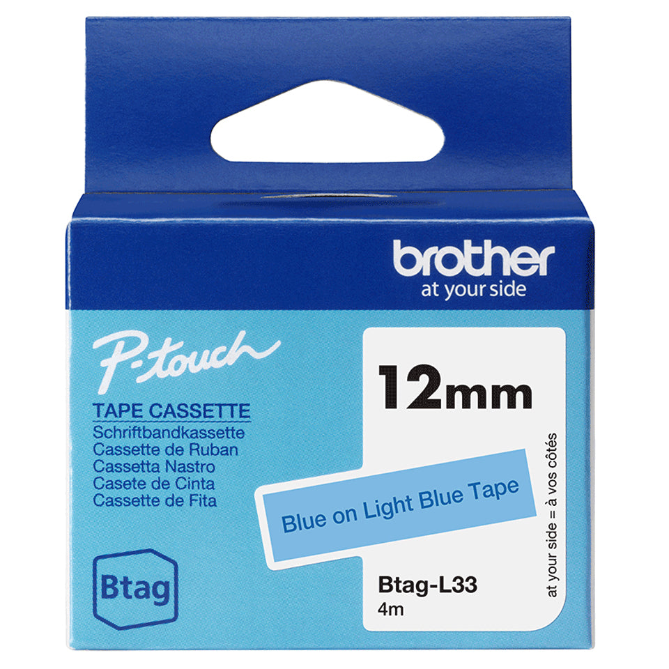 Brother BTAG-L33 cinta para impresora de etiquetas Azul sobre azul claro (2)