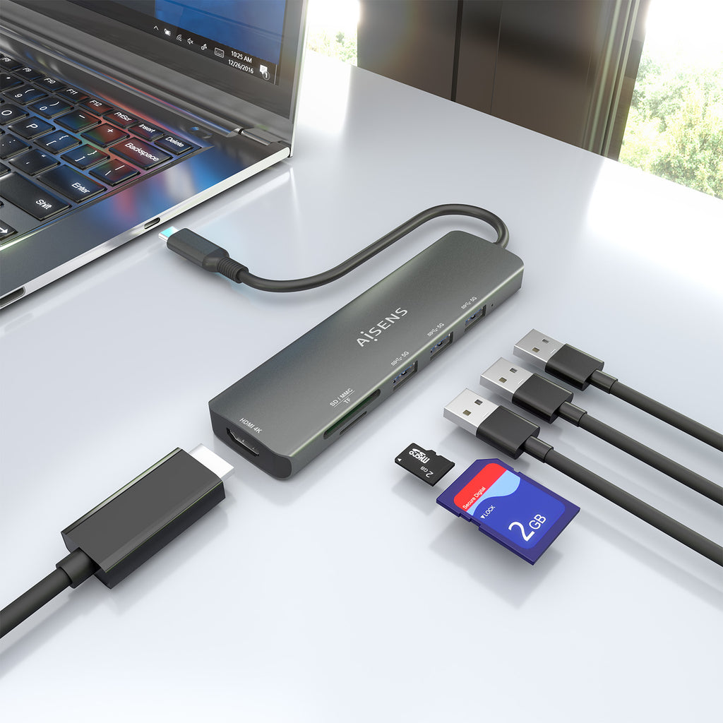 AISENS ASUC-6P024-GR base para portátil y replicador de puertos Alámbrico USB 3.2 Gen 1 (3.1 Gen 1) Type-C (7)