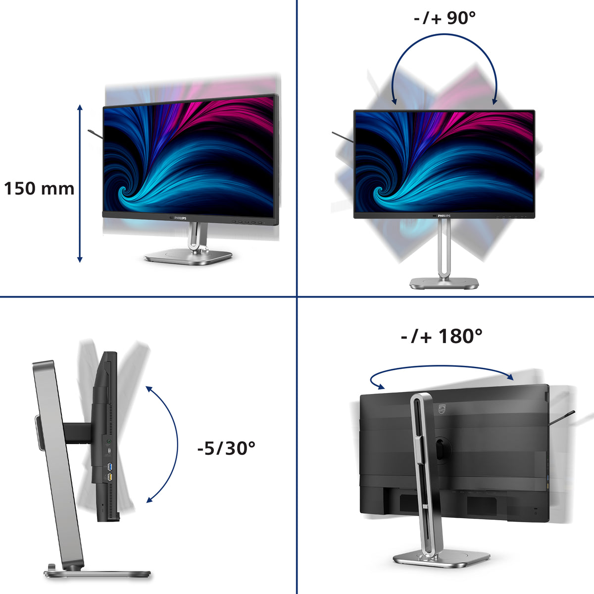 Philips 4000 series 24B2U4301/00 pantalla para PC 60,5 cm (23.8") 1920 x 1080 Pixeles Full HD LCD Gris (6)